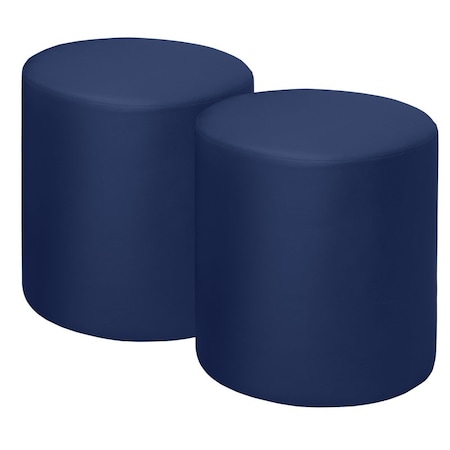 Regency Logan Round Vinyl Ottoman (Set of 2)- Naval Blue N6262NB2PK